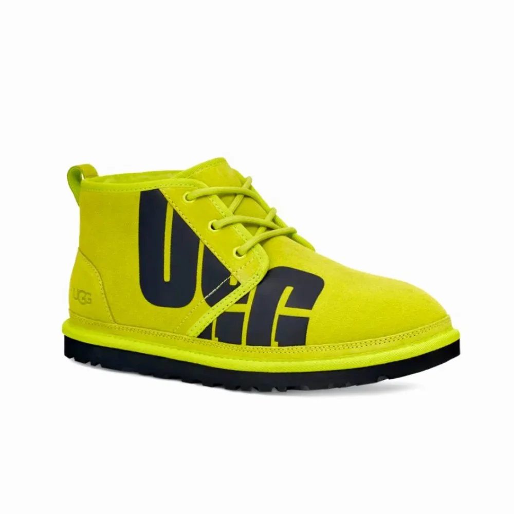 UGG Neumel Chopd Suede Ankle Boots Lime Green Size 10 Sheepskin Chukka NWOB